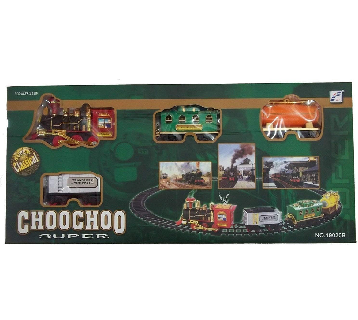 Choo Choo Toy Train with Track, Super Train Toys Choo Choo Vintage Train with Smoke Toy Set, Sound and Real Smoke with Flashlight