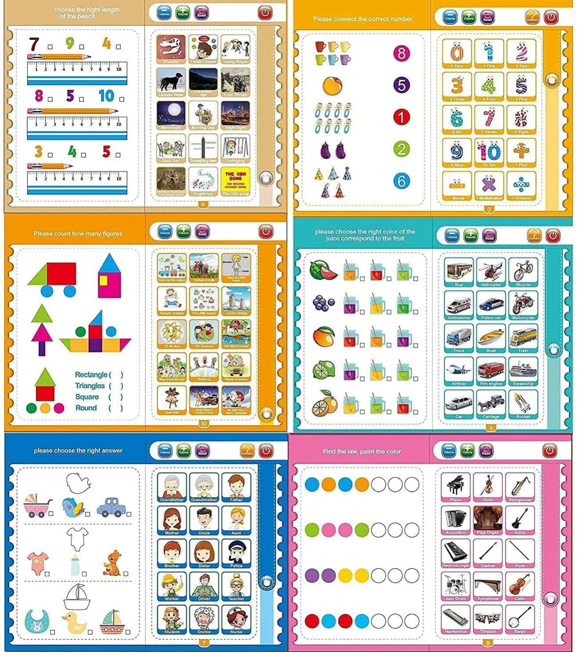 Intelligence Book Sound Book Learning Cards for Children,English Letters & Words Language_Skills Learning Book,Fun Educational Toys. Activities with Numbers, Shapes Learning Book for Toddlers