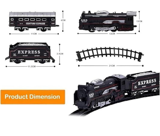 Rechargeable Smoke Train Toy Set with Real Steam Effect | 2H Playtime USB-C Charging | 13-Piece Railway w/Lights & 5 Songs | Big Size Steam Locomotive for Kids