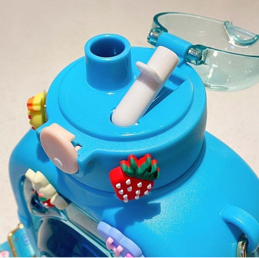 Cute Designer Teddy Water Bottle For Girls Anti Leak Water Bottle For Kids For Cartoon Printed Cute Large 1 L Water Bottle Birthday Gift For Kids Gift - Plastic, Multicolor (Random Colour)