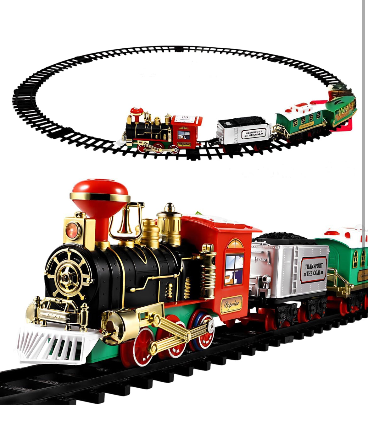 Choo Choo Toy Train with Track, Super Train Toys Choo Choo Vintage Train with Smoke Toy Set, Sound and Real Smoke with Flashlight