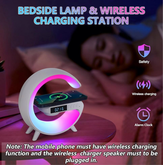 Table Lamp with wireless charger and speaker