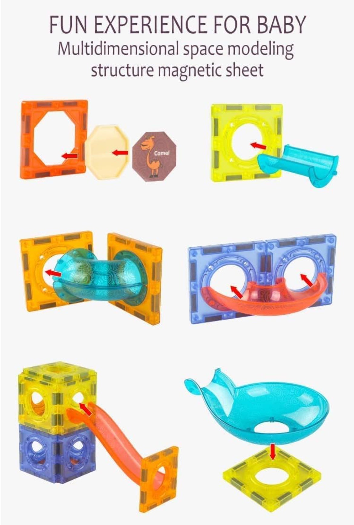 Magnetic Tiles, Yotym 75 Piece Light Magnetic Tiles Building Tile for Kids,3D Clear Educational STEM Toys, Marble Run Blocks Toys for Kids Ages 3+Year Old Boys Girls (Magnetic Marble Run Block Set)