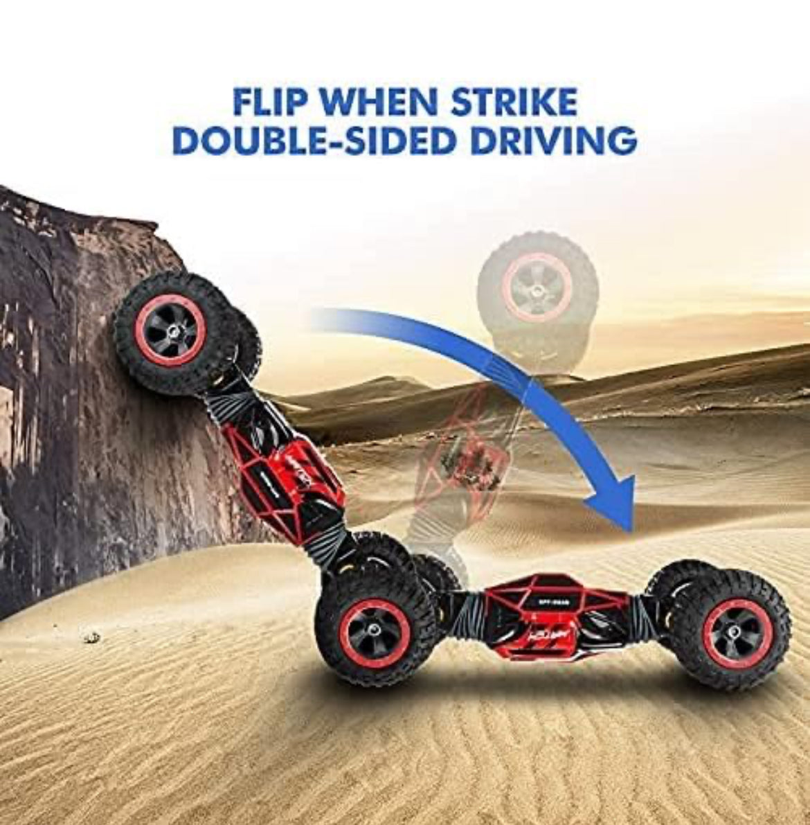Double Sided Stunt Racing Moka 4-Wheel Drive Off Road Rock Crawler Remote Control Rc Car with 2.4 Ghz for Kids|Boys & Adults|Multicolor