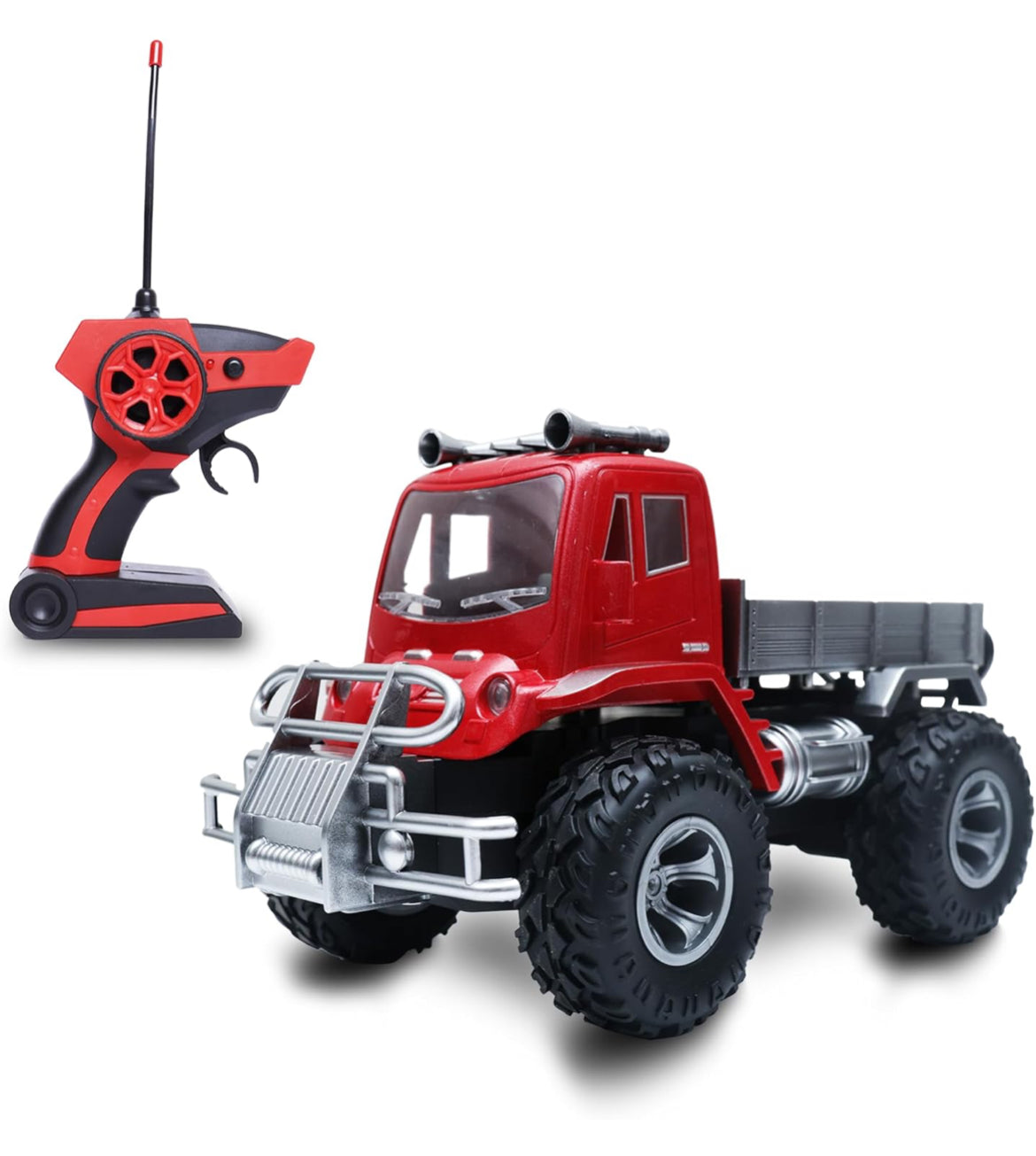 Wonder Cargo Truck Off Roader Rechargeable Remote Control Car | 4x4 Cargo Monster Truck | LED Lights | Lithium Battery | C-Type Charging | Remote Control Car for Kids | RC Monster Truck- Red