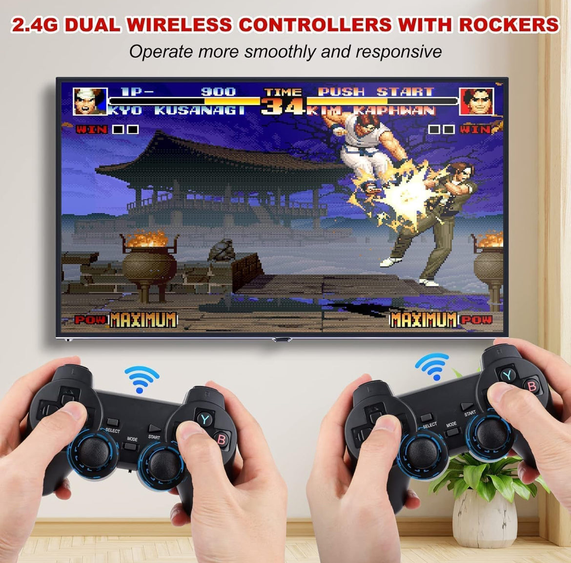 Wireless video games for tv gaming Retro gaming console with Game Stick 1080p Plug & Play TV Video Game Set for 2 player with 9Emulator for Kids & Old School Station Video Game