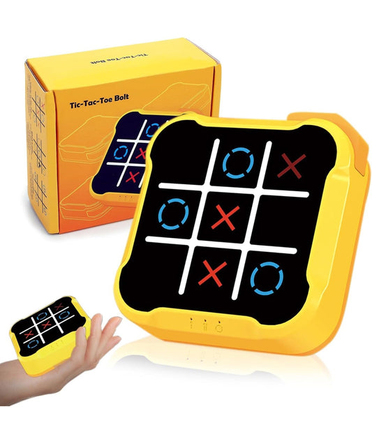 Tic Tac Toe Bolt Game 4-in-1 Handheld Portable Electronic Toy, Educational Board Games Puzzle for Kids and Adults, Perfect for Travel, Road Trips, and Birthday Gifts - Fun Memory Game