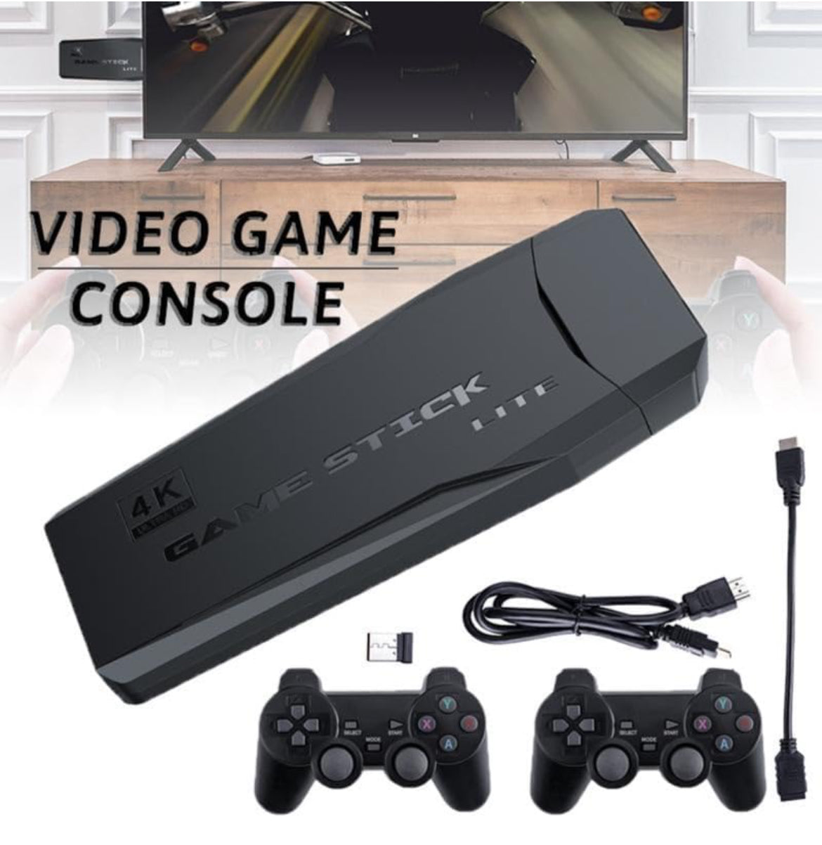 Wireless video games for tv gaming Retro gaming console with Game Stick 1080p Plug & Play TV Video Game Set for 2 player with 9Emulator for Kids & Old School Station Video Game
