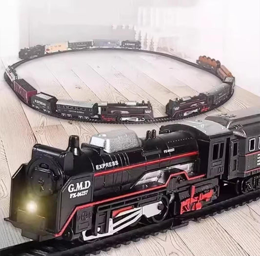 Rechargeable Smoke Train Toy Set with Real Steam Effect | 2H Playtime USB-C Charging | 13-Piece Railway w/Lights & 5 Songs | Big Size Steam Locomotive for Kids
