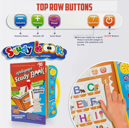 Intelligence Book Sound Book Learning Cards for Children,English Letters & Words Language_Skills Learning Book,Fun Educational Toys. Activities with Numbers, Shapes Learning Book for Toddlers