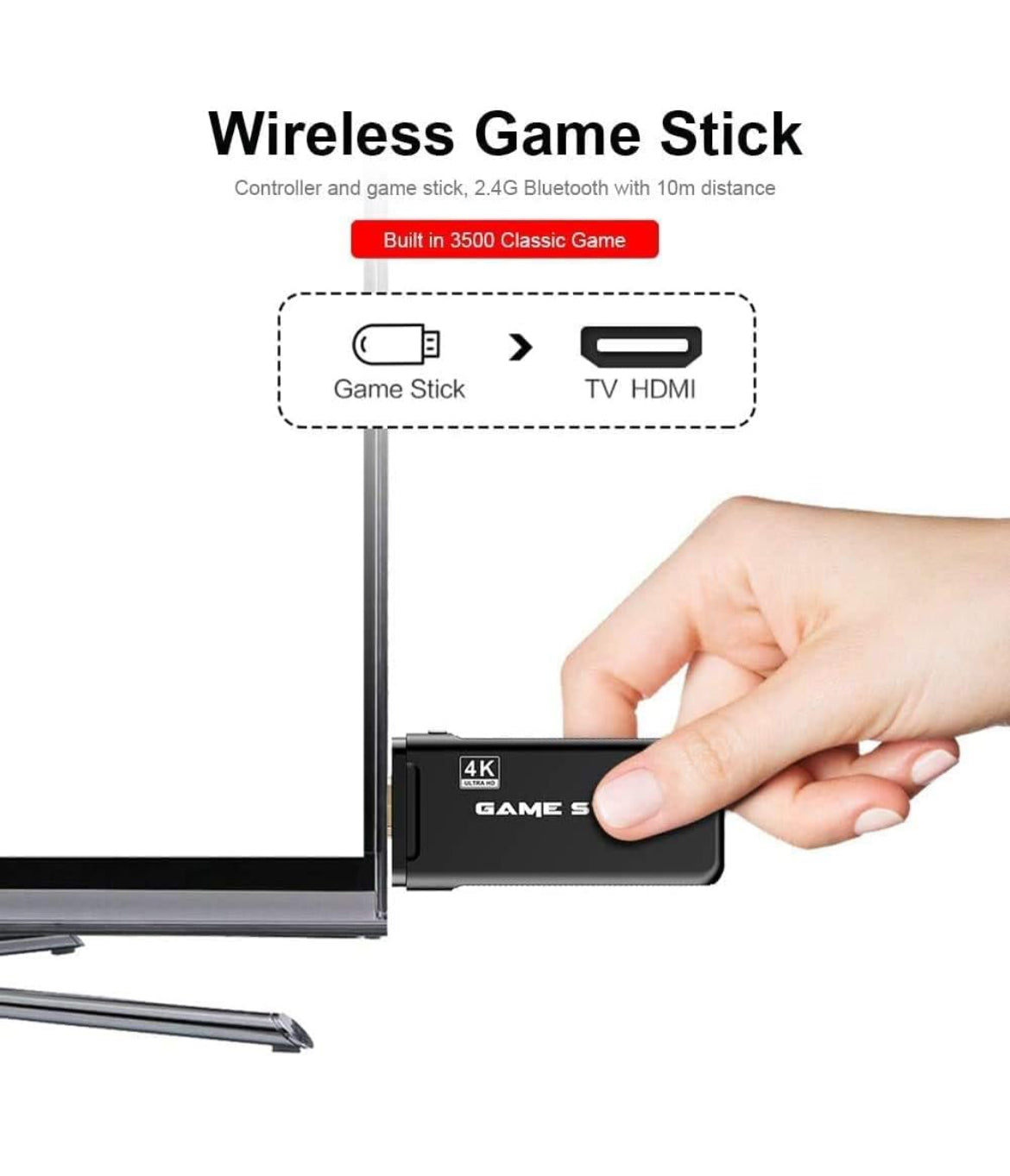 Wireless video games for tv gaming Retro gaming console with Game Stick 1080p Plug & Play TV Video Game Set for 2 player with 9Emulator for Kids & Old School Station Video Game