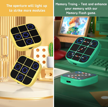Tic Tac Toe Bolt Game 4-in-1 Handheld Portable Electronic Toy, Educational Board Games Puzzle for Kids and Adults, Perfect for Travel, Road Trips, and Birthday Gifts - Fun Memory Game