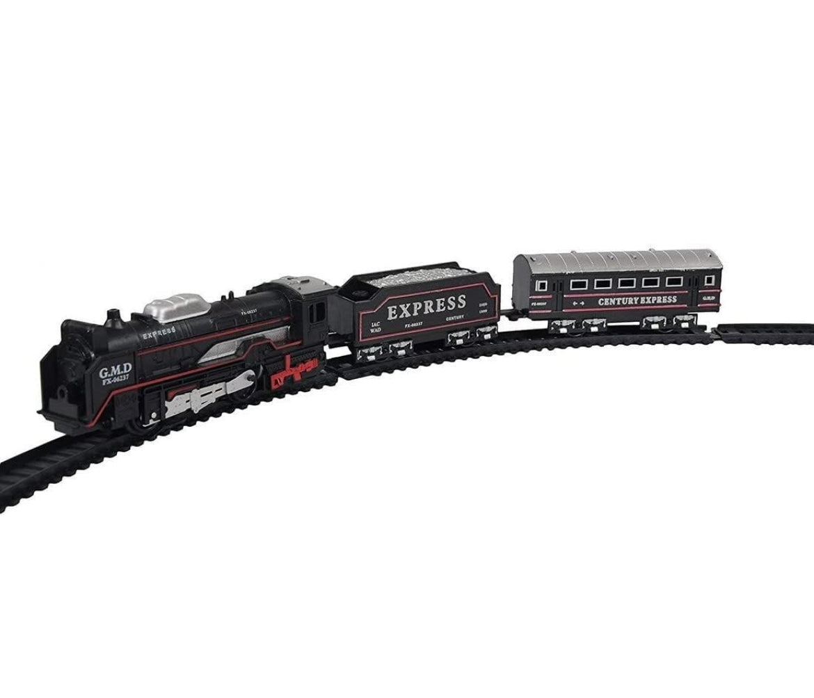 Rechargeable Smoke Train Toy Set with Real Steam Effect | 2H Playtime USB-C Charging | 13-Piece Railway w/Lights & 5 Songs | Big Size Steam Locomotive for Kids